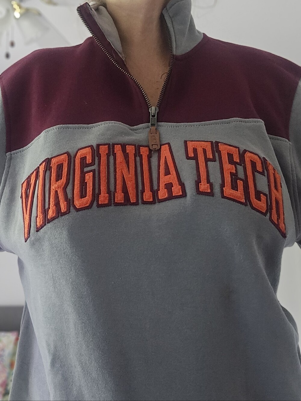 Pressbox Maroon & Gray Virginia Tech Quarter-Zip Pullover, Size M